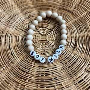 Labubu Soy Milk Inspired Bracelet 7” BONE JASPER Cream Beaded Bracelet ✨